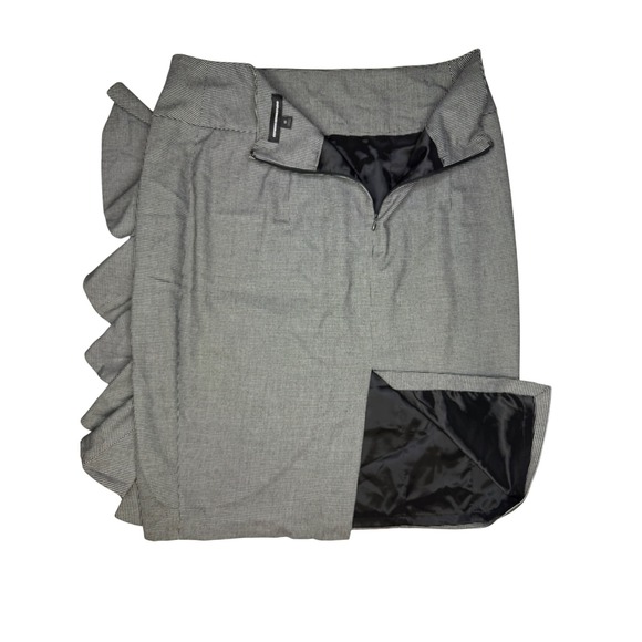 Express Design Studio Ruffle Skirt Pencil Career‎ Office Black White 10 - Picture 6 of 7